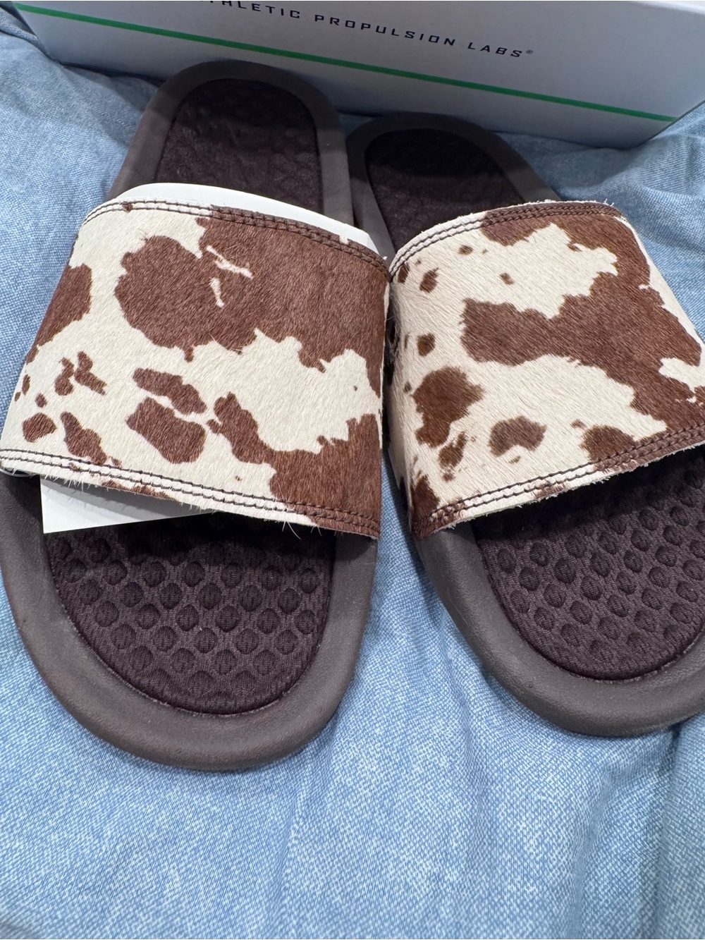 APL Slide Sandals in Brown and Cream - Picture 1 of 4